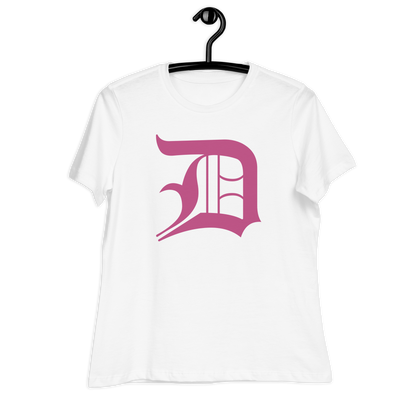 Detroit 'Old English D' T-Shirt (Apple Blossom Pink) | Women's Relaxed Fit