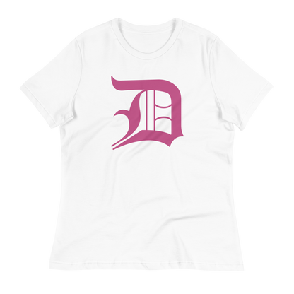 Detroit 'Old English D' T-Shirt (Apple Blossom Pink) | Women's Relaxed Fit