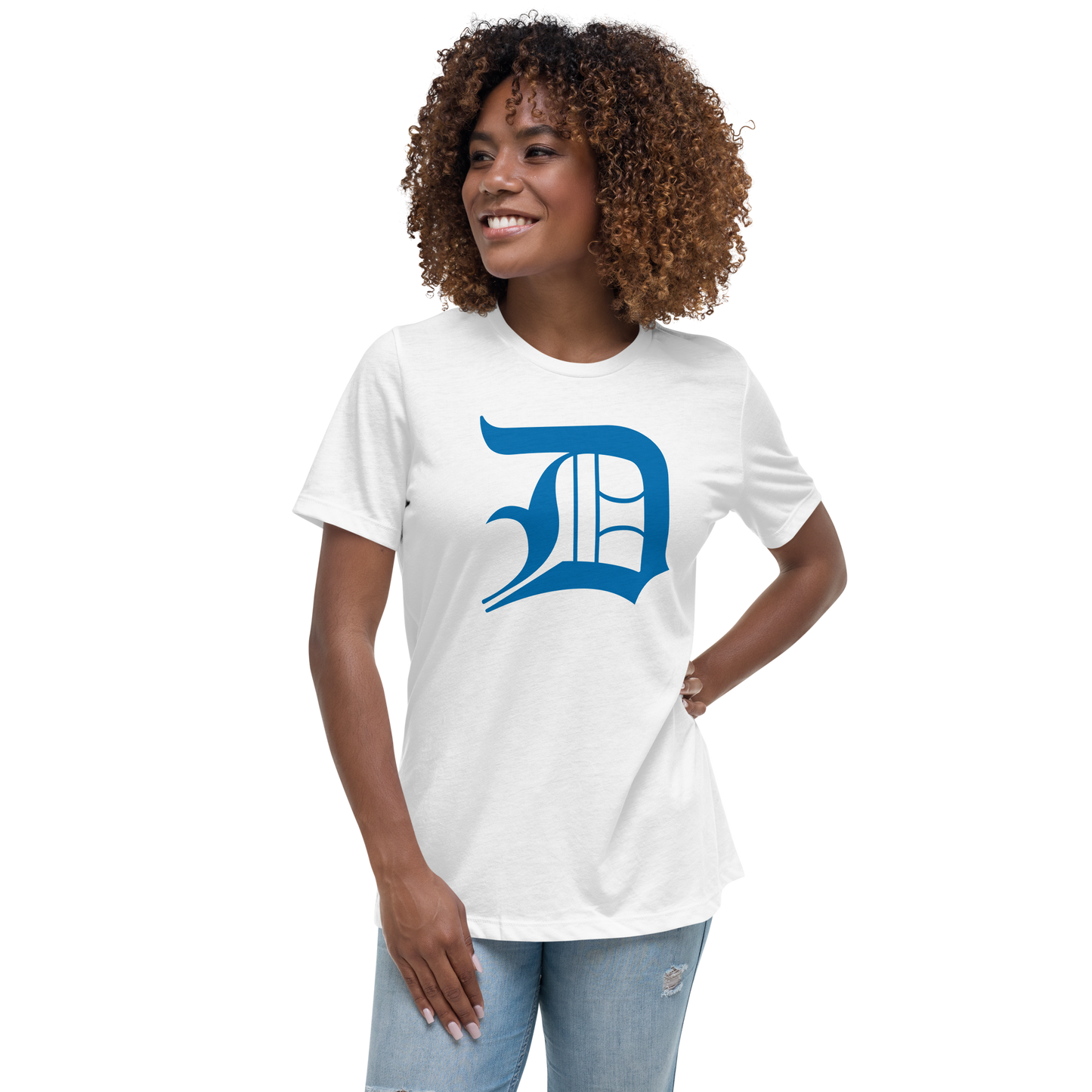 Detroit 'Old English D' T-Shirt (Azure) | Women's Relaxed Fit