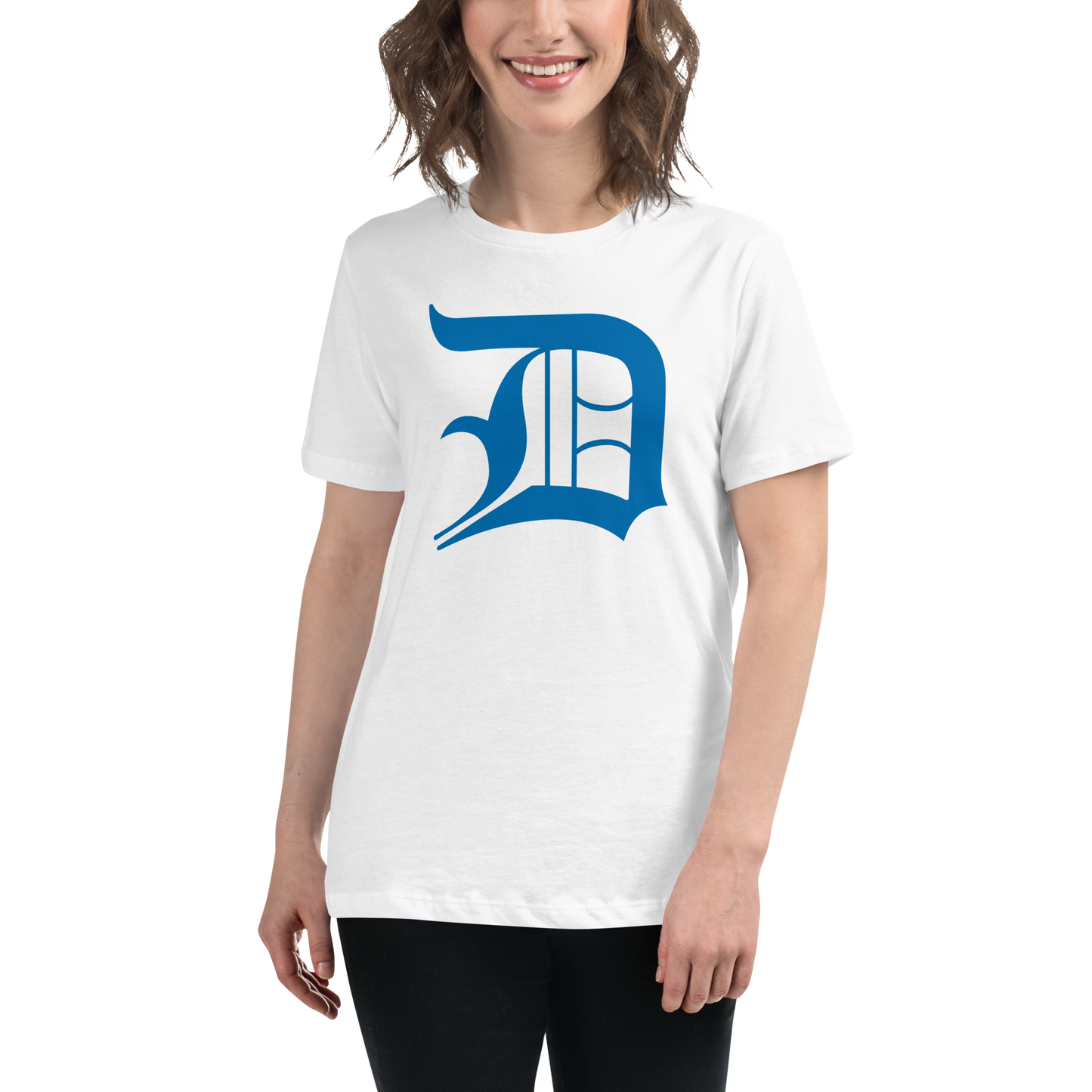 Detroit 'Old English D' T-Shirt (Azure) | Women's Relaxed Fit