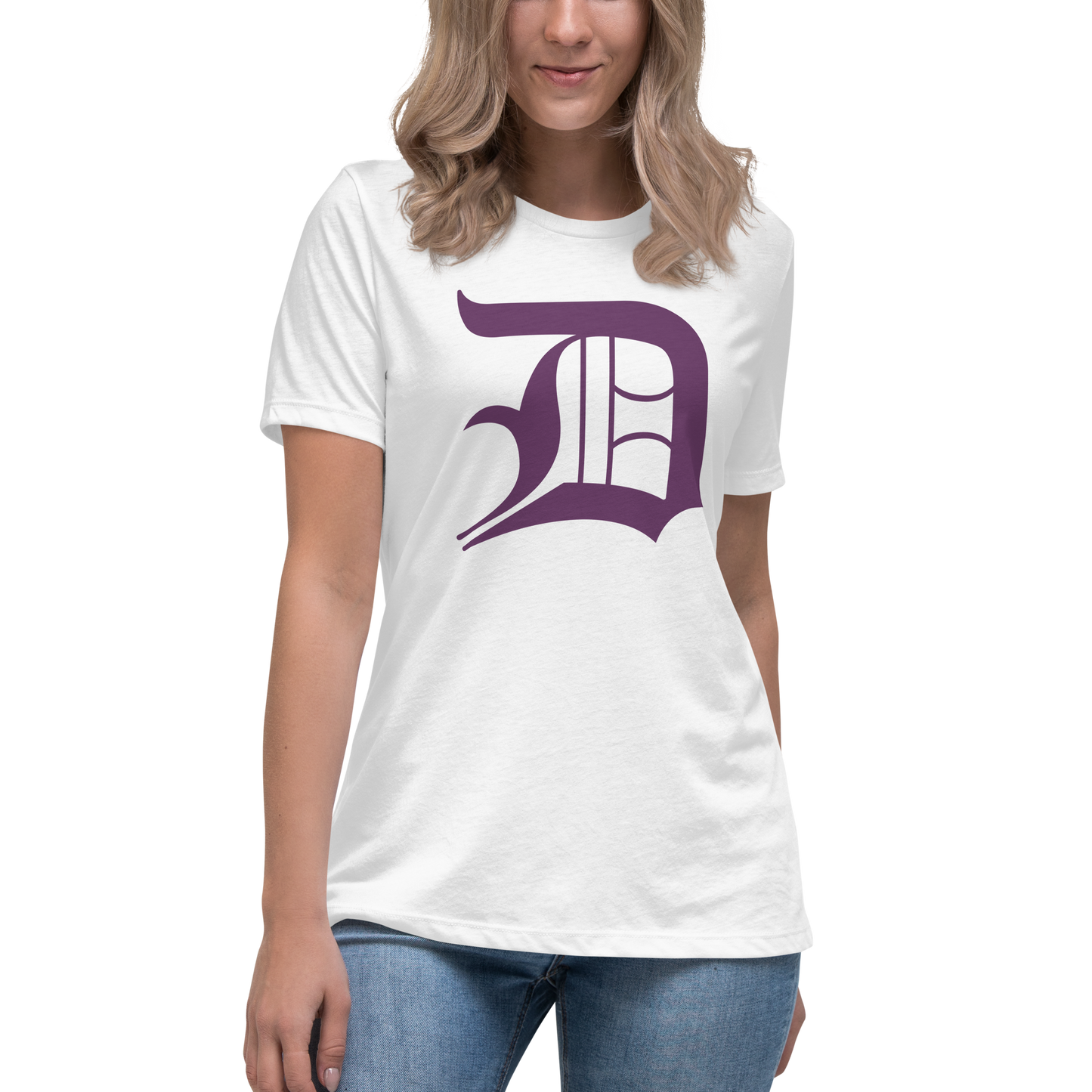 Detroit 'Old English D' T-Shirt (Plum) | Women's Relaxed Fit