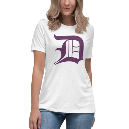 Detroit 'Old English D' T-Shirt (Plum) | Women's Relaxed Fit