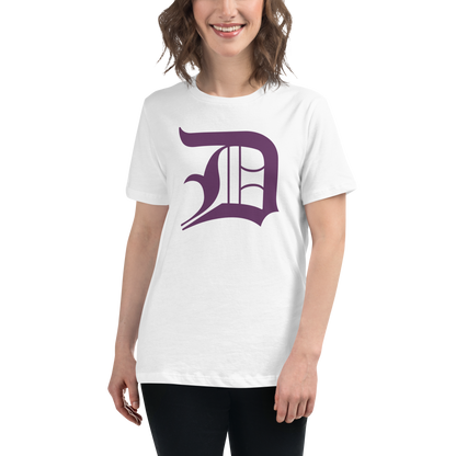 Detroit 'Old English D' T-Shirt (Plum) | Women's Relaxed Fit