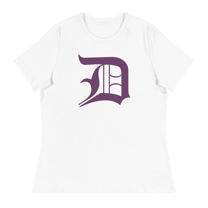 Detroit 'Old English D' T-Shirt (Plum) | Women's Relaxed Fit