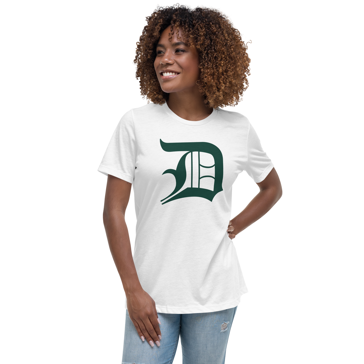 Detroit 'Old English D' T-Shirt (Laconic Green) | Women's Relaxed Fit