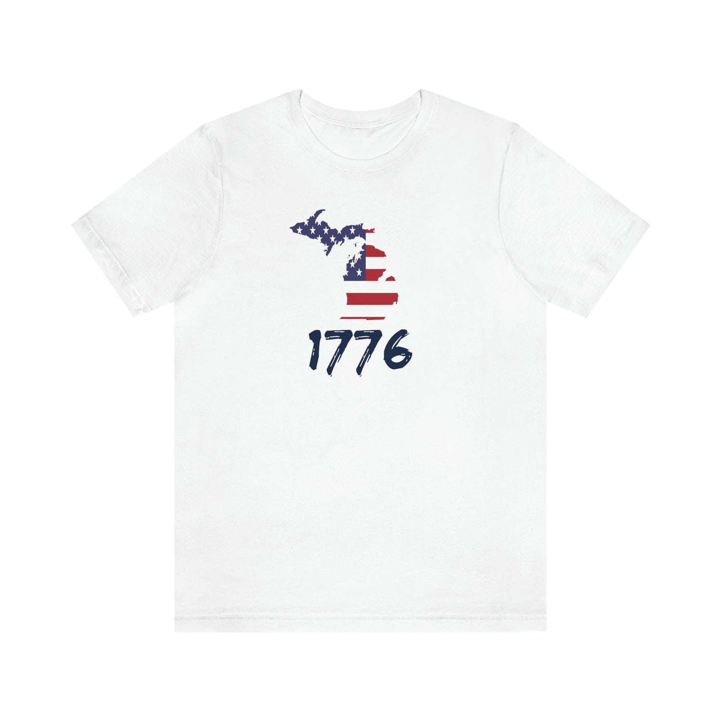 Michigan '1776' T-Shirt (Brush Font w/ MI USA Flag Outline) | Unisex Standard Fit