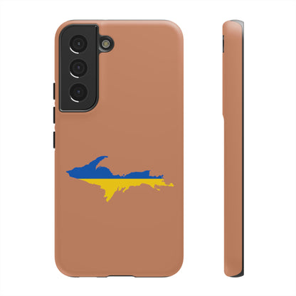 Michigan Upper Peninsula Tough Phone Case (Copper Color w/ UP Ukraine Flag Outline) | Samsung & Pixel Android