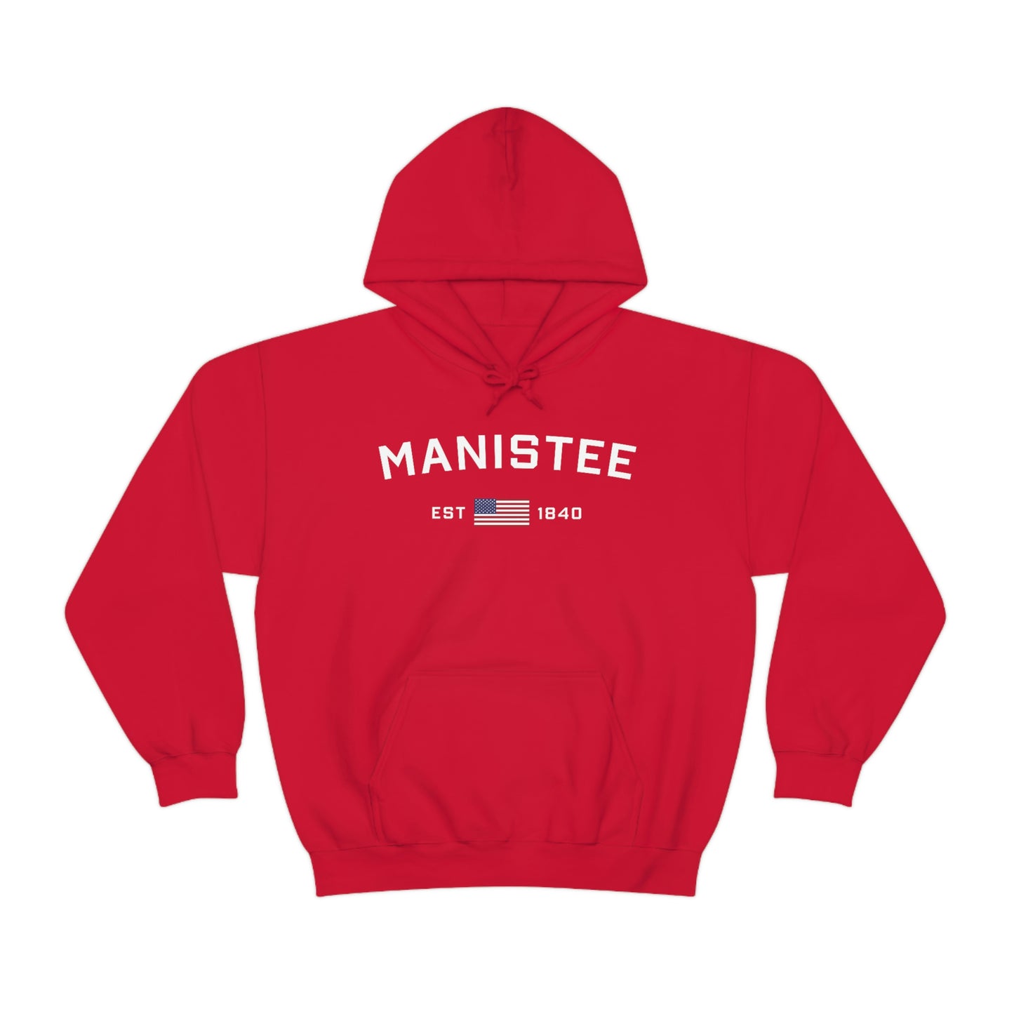 'Manistee EST 1840' Hoodie (w/USA Flag Outline) | Unisex Standard