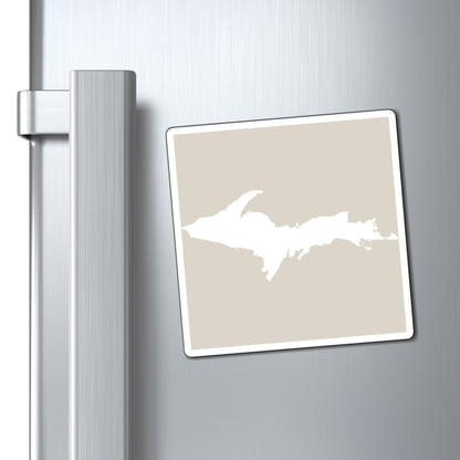 Michigan Upper Peninsula Square Magnet (Canvas Color w/ UP Outline)