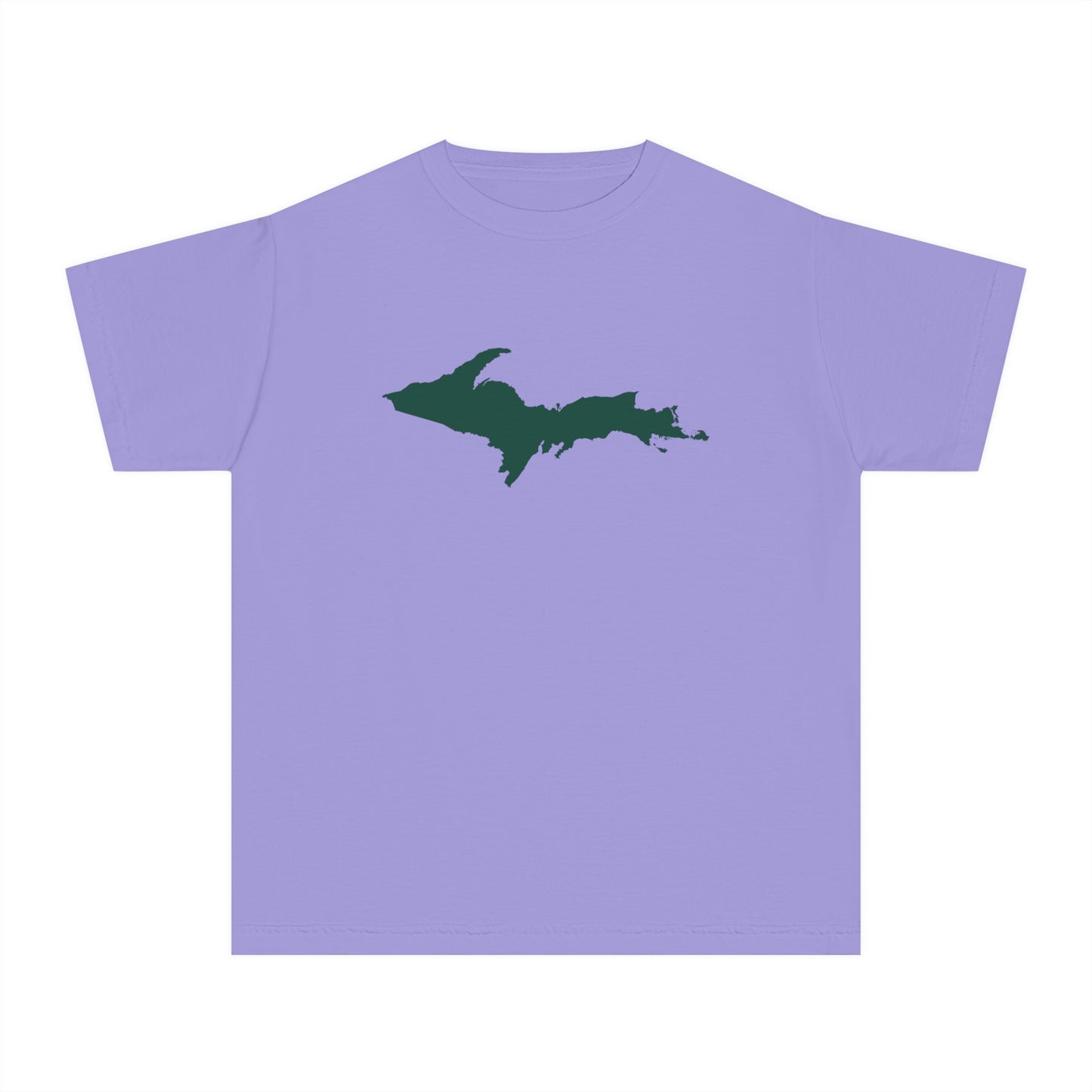 Michigan Upper Peninsula T-Shirt (w/ Green UP Outline) | Youth Garment-Dyed