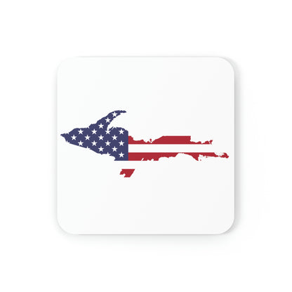 Michigan Upper Peninsula Coaster Set (w/ UP USA Flag Outline) | Corkwood - 4 pack