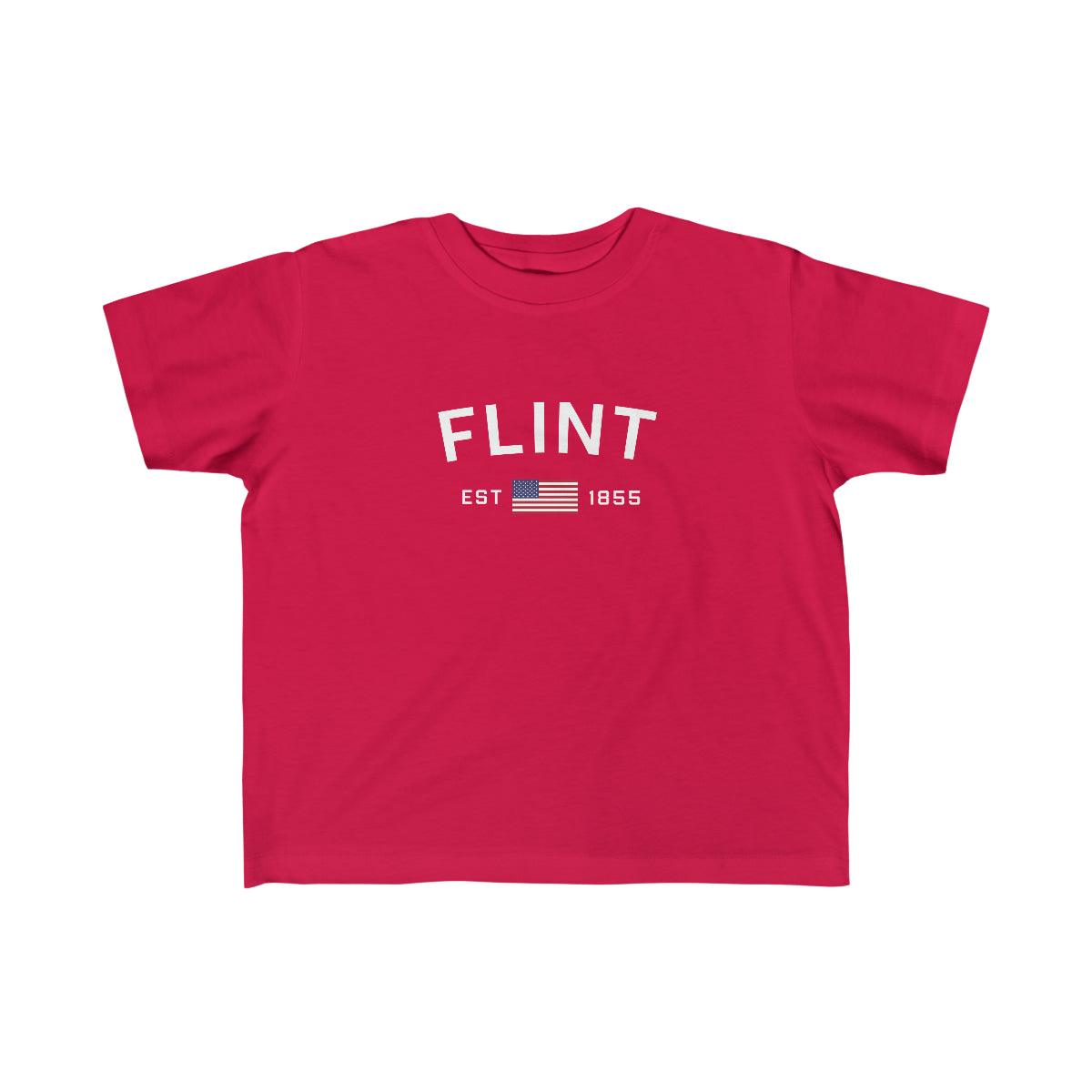 'Flint EST 1855 ' T-Shirt  (w/USA Flag Outline) | Toddler Short Sleeve - Circumspice Michigan