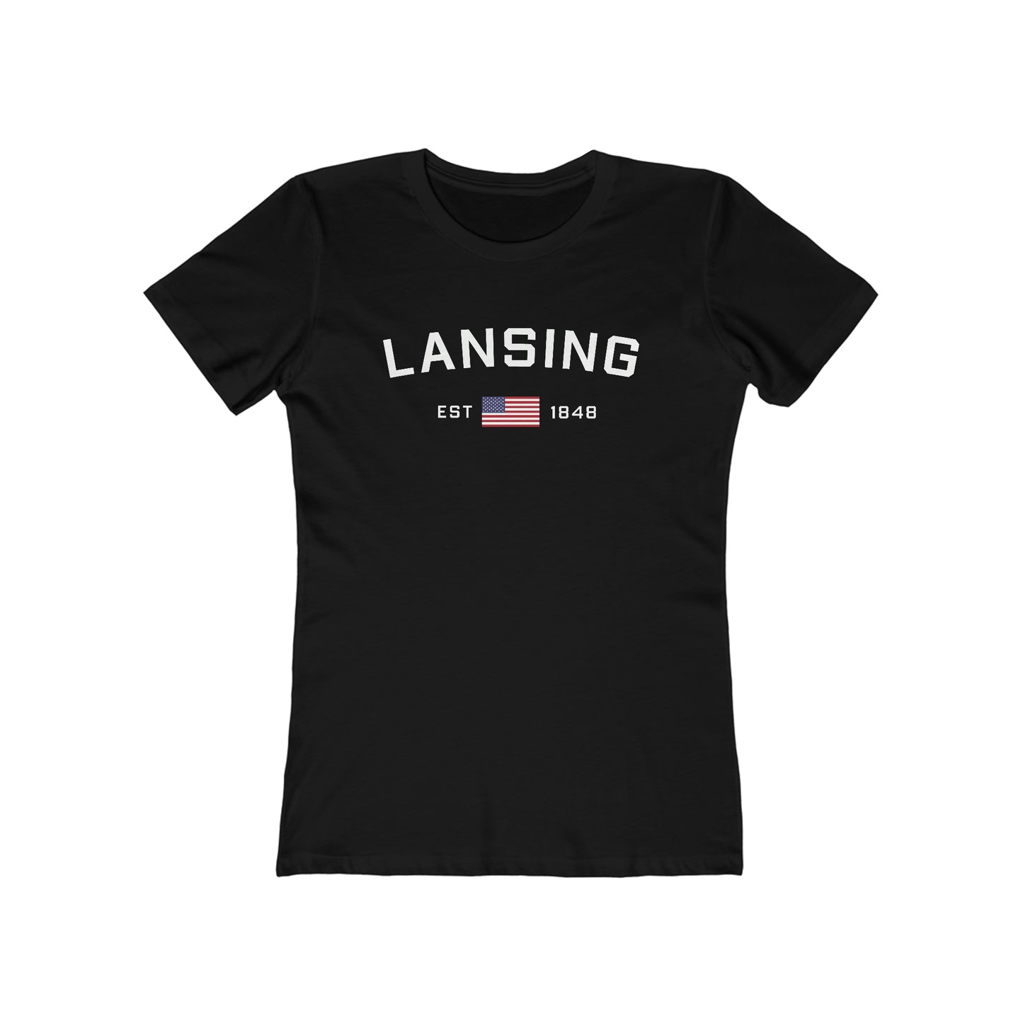 'Lansing EST 1848' (w/USA Flag Outline) | Women's Boyfriend Cut