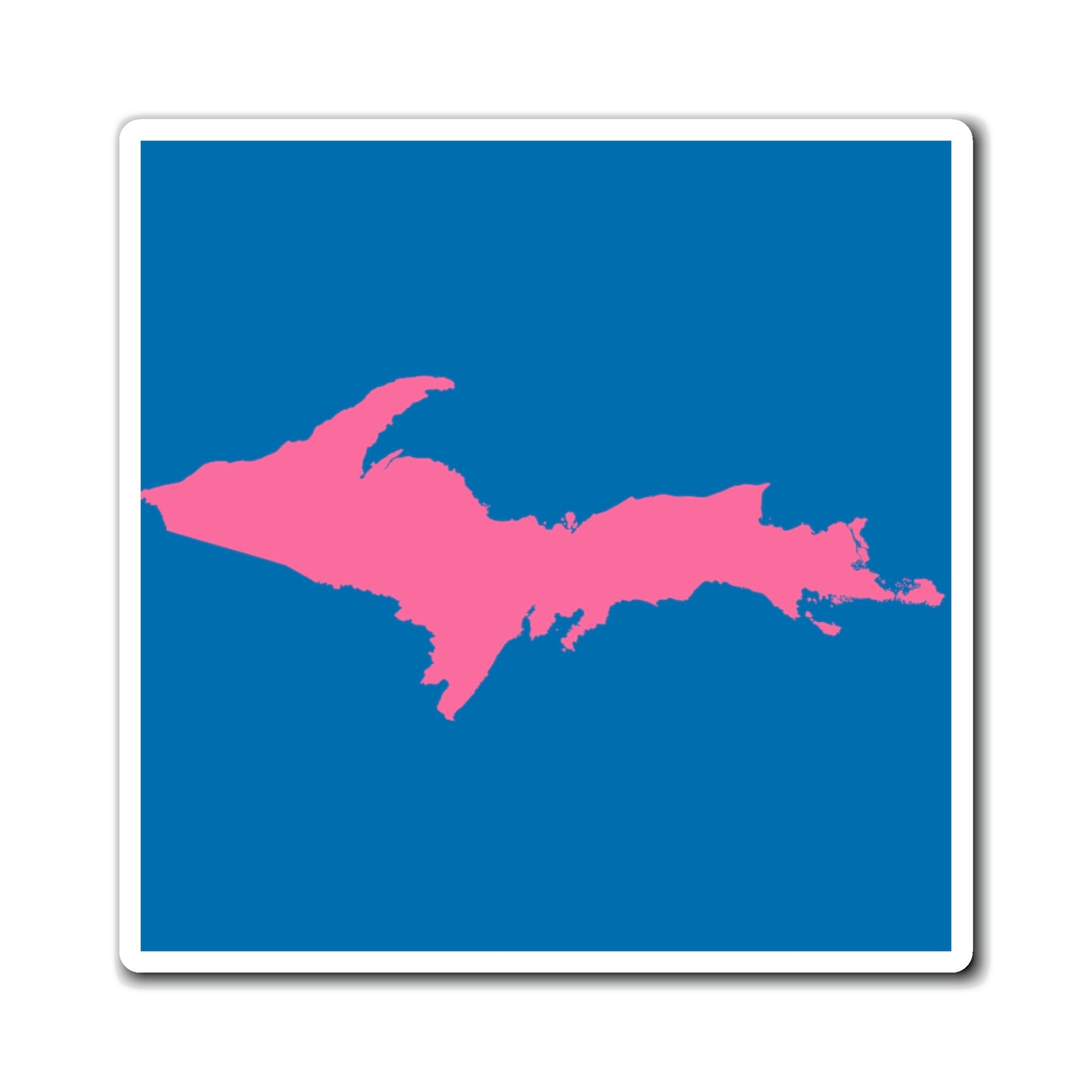Michigan Upper Peninsula Square Magnet (w/ Pink UP Outline)