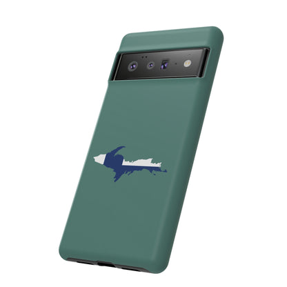 Michigan Upper Peninsula Tough Phone Case (Copper Green w/ UP Finland Flag Outline) | Samsung & Pixel Android