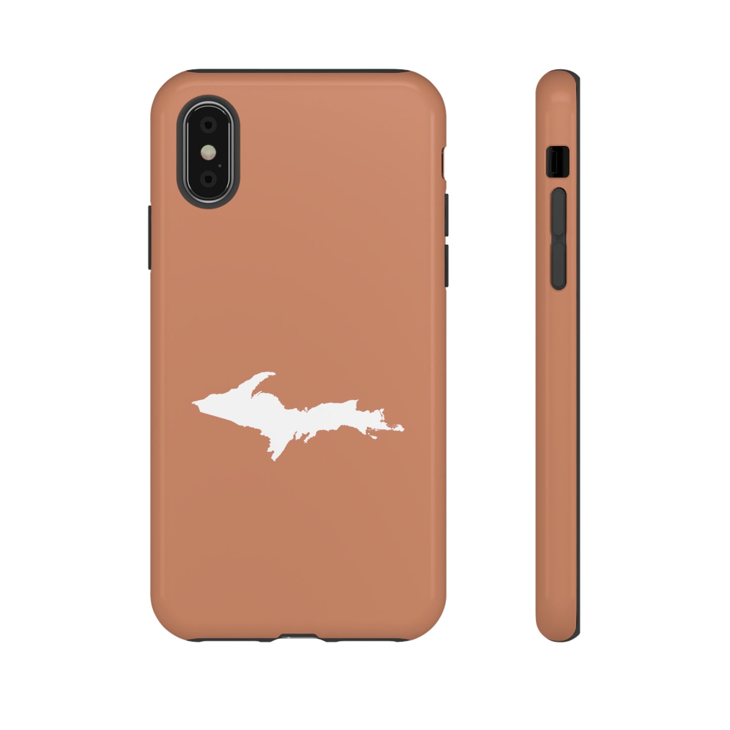 Michigan Upper Peninsula Tough Phone Case (Copper Color w/ UP Outline) | Apple iPhone