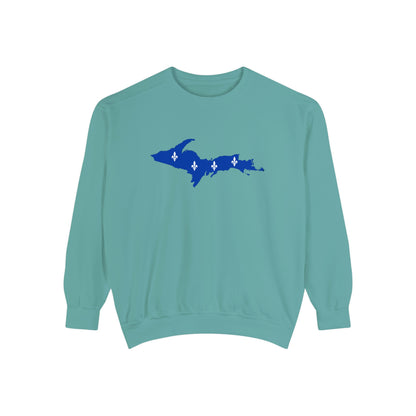 Michigan Upper Peninsula Sweatshirt (w/ UP Quebec Flag Outline) | Unisex Garment Dyed