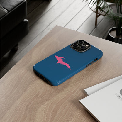 Michigan Upper Peninsula Tough Phone Case (Blueberry w/ Pink UP Outline) | Apple iPhone