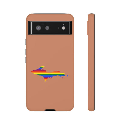 Michigan Upper Peninsula Tough Phone Case (Copper Color w/ UP Pride Flag Outline) | Samsung & Pixel Android