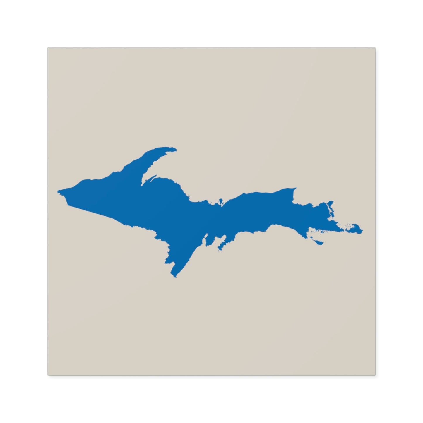 Michigan Upper Peninsula Square Sticker (Canvas Color w/ Azure UP Outline) | Indoor/Outdoor