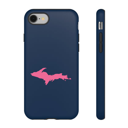 Michigan Upper Peninsula Tough Phone Case (Navy w/ Pink UP Outline) | Apple iPhone