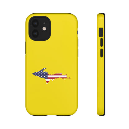 Michigan Upper Peninsula Tough Phone Case (Gadsden Yellow w/ UP USA Outline) | Apple iPhone