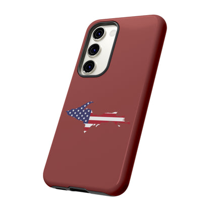 Michigan Upper Peninsula Tough Phone Case (Ore Dock Red w/ UP USA Flag Outline) | Samsung & Pixel Android