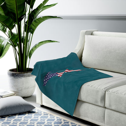 Michigan Upper Peninsula Plush Blanket (w/ UP USA Flag Outline) | Auburn Hills Teal