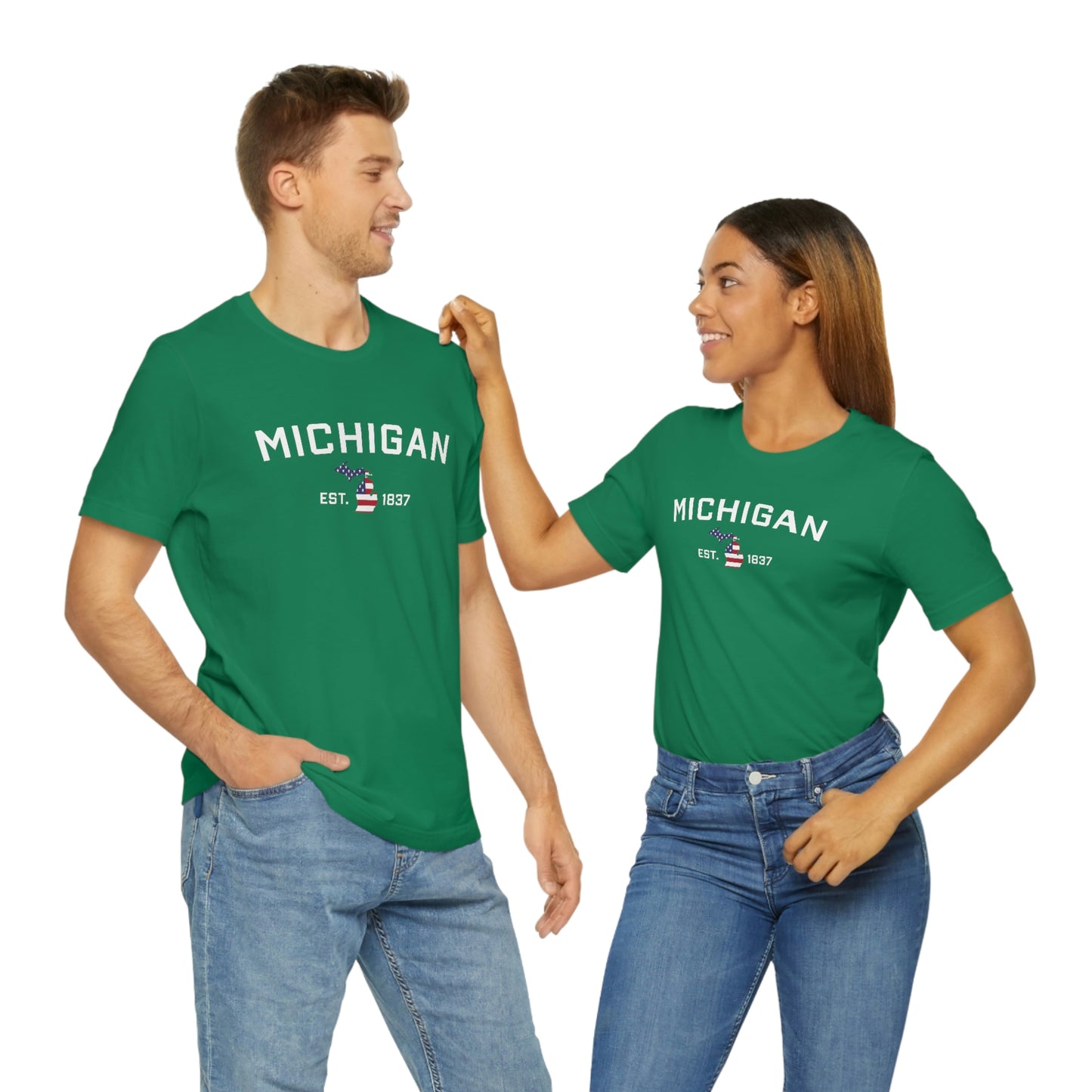 'Michigan EST 1837'' T-Shirt (w/ MI USA Flag Outline) | Unisex Standard Fit