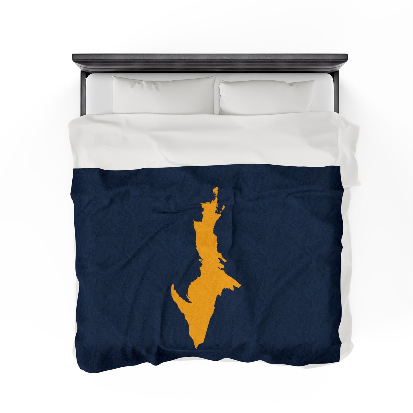 Michigan Upper Peninsula Plush Blanket (w/ Gold UP Outline) | Navy