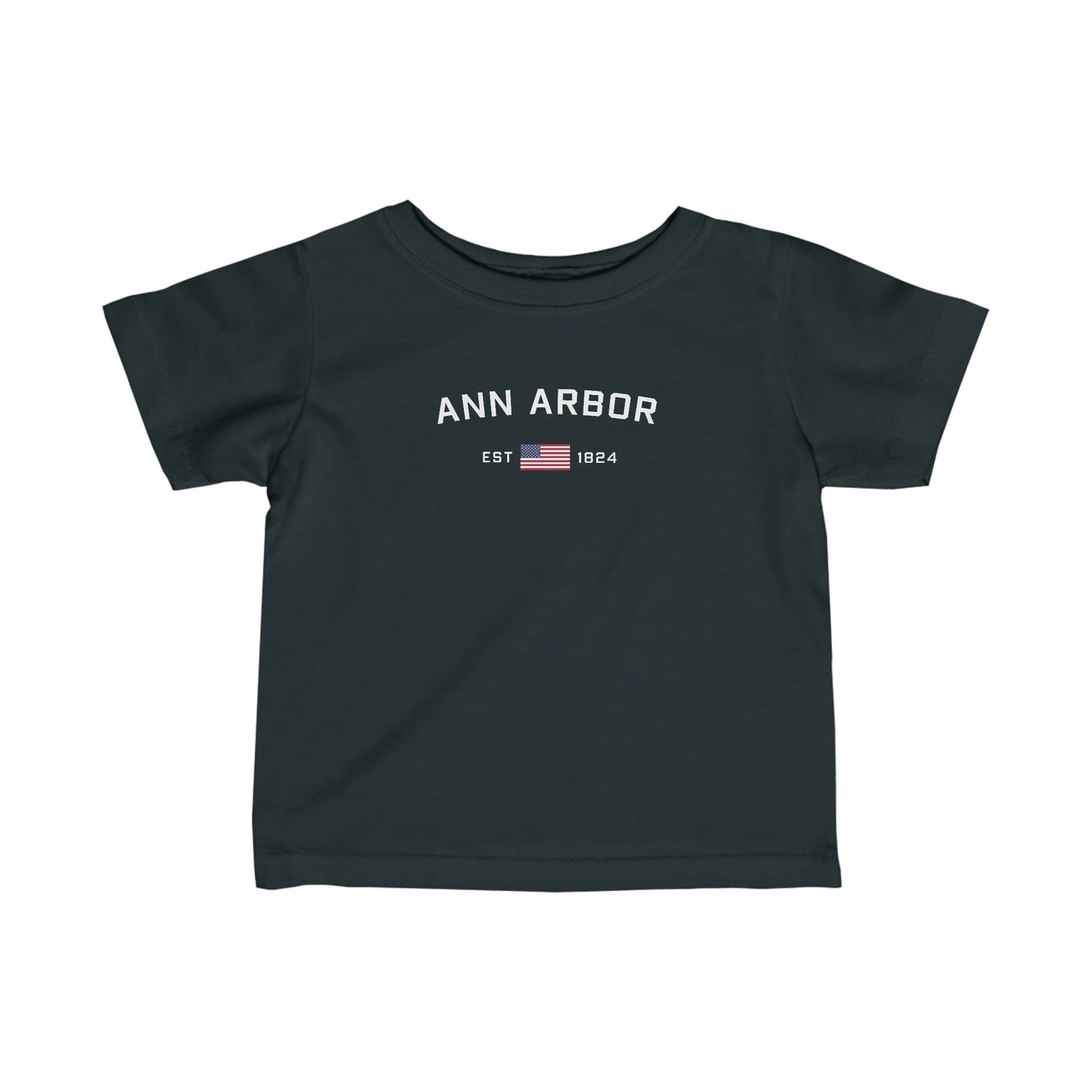 'Ann Arbor EST 1826' T-Shirt (w/USA Flag Outline) |  Infant Short Sleeve