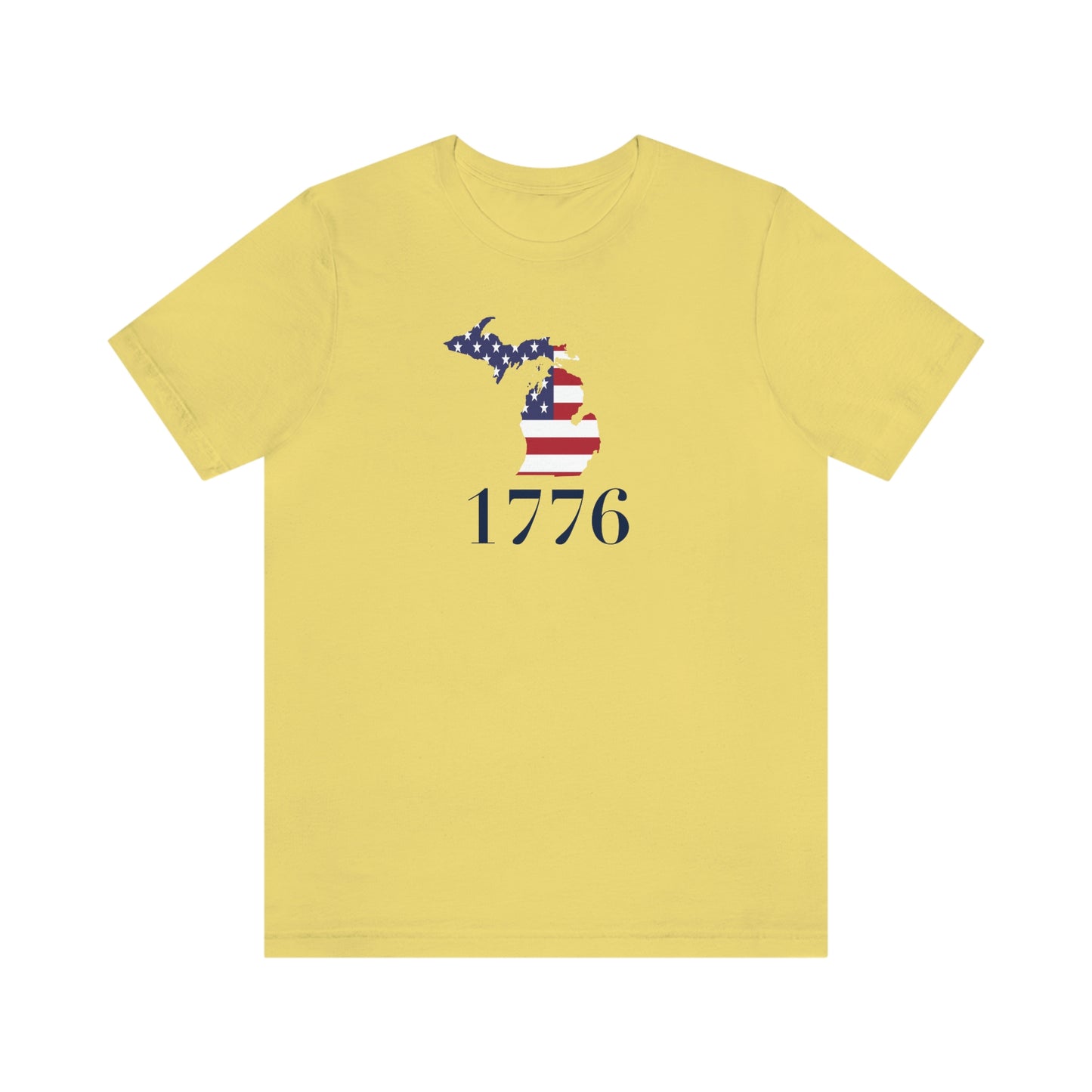 Michigan '1776' T-Shirt (Didone Font w/ MI USA Flag Outline) | Unisex Standard Fit