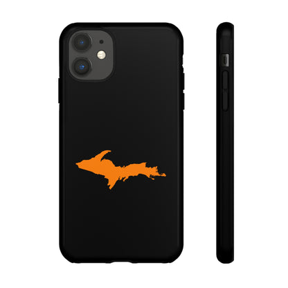 Michigan Upper Peninsula Tough Phone Case (Black w/ Orange UP Outline) | Apple iPhone