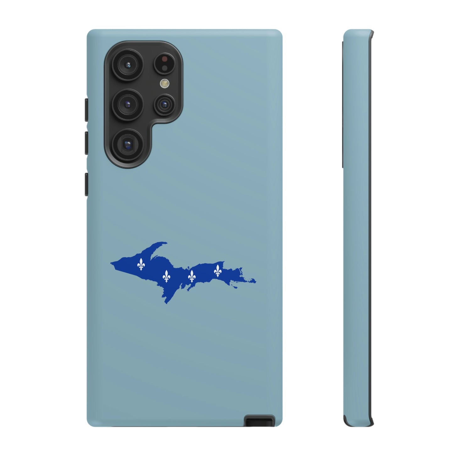 Michigan Upper Peninsula Tough Phone Case (Opal Blue w/ UP Quebec Flag Outline) | Samsung & Pixel Android