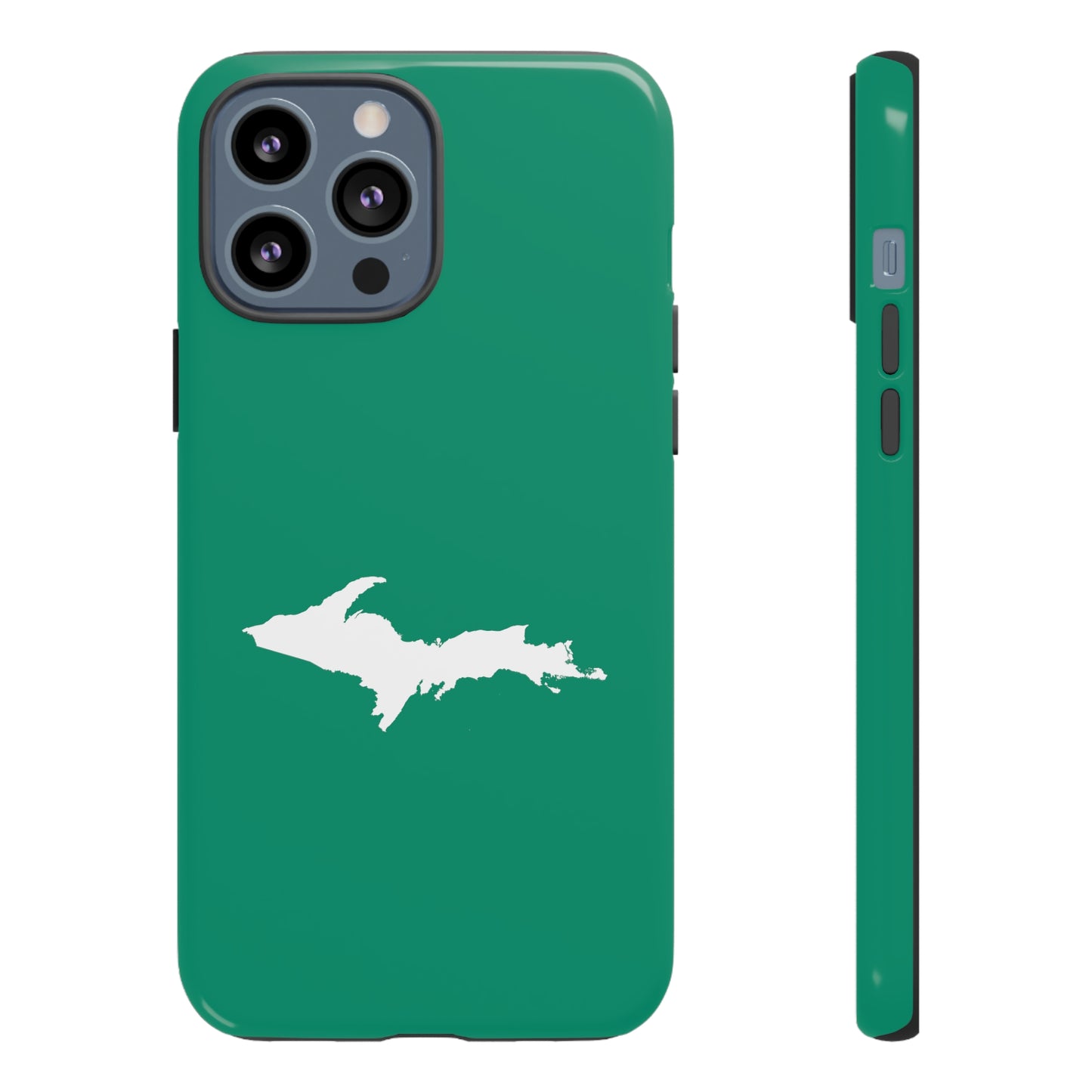 Michigan Upper Peninsula Tough Phone Case (Emerald Green w/ UP Outline) | Apple iPhone