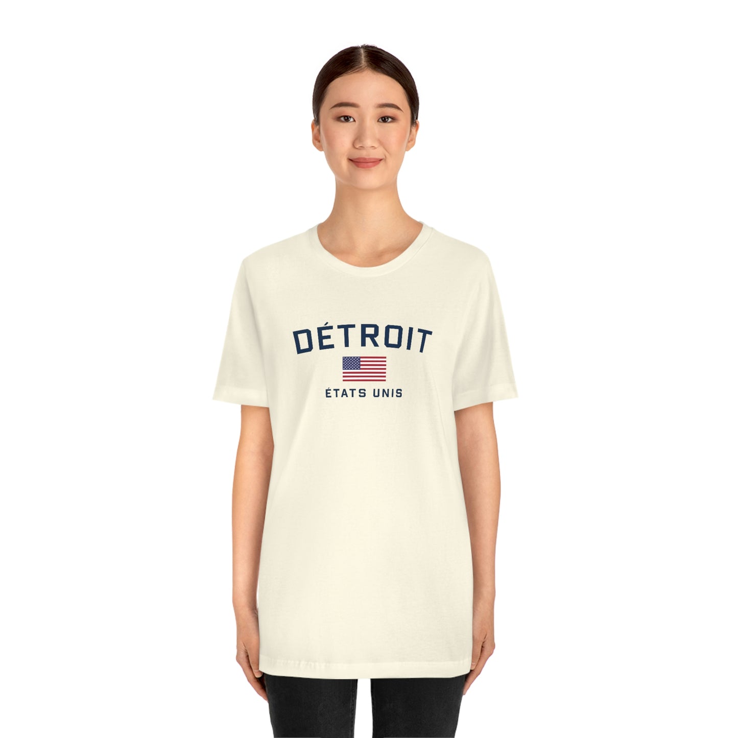 'Détroit États Unis' T-Shirt (w/USA Flag Outline) | Unisex Standard Fit