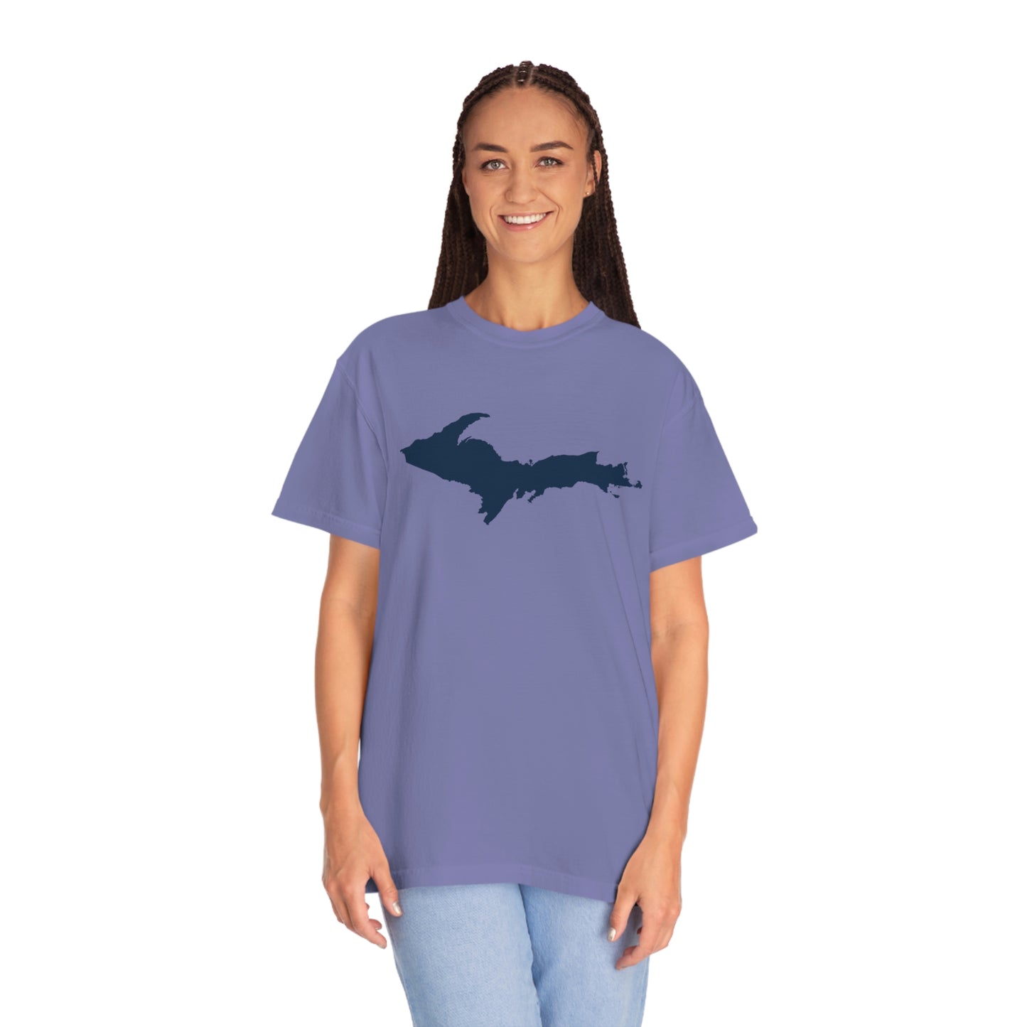 Michigan Upper Peninsula T-Shirt (w/ Navy UP Outline) | Unisex Garment-Dyed