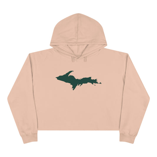 Michigan Upper Peninsula Cropped Hoodie (w/ Green UP Outline)