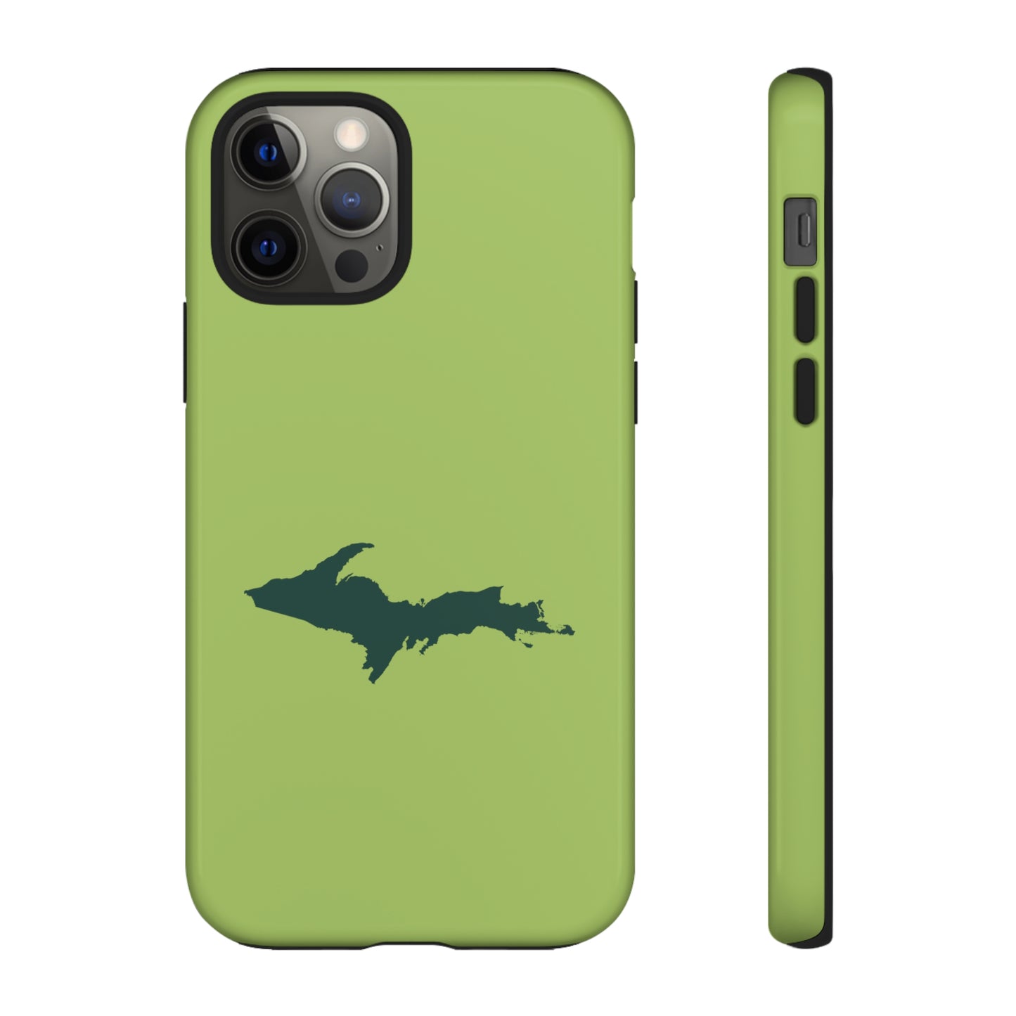 Michigan Upper Peninsula Tough Phone Case (Gooseberry Green w/ Green UP Outline) | Apple iPhone