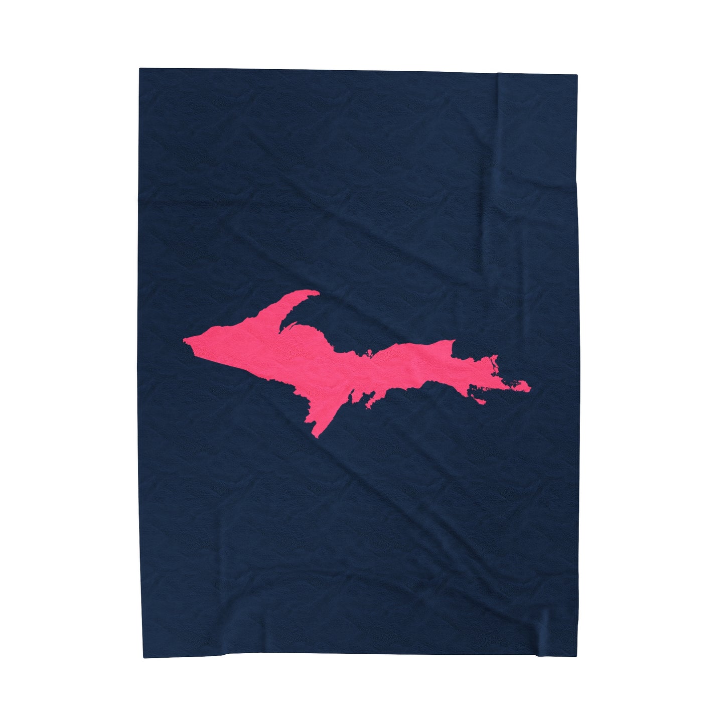 Michigan Upper Peninsula Plush Blanket (w/ Pink UP Outline) | Navy