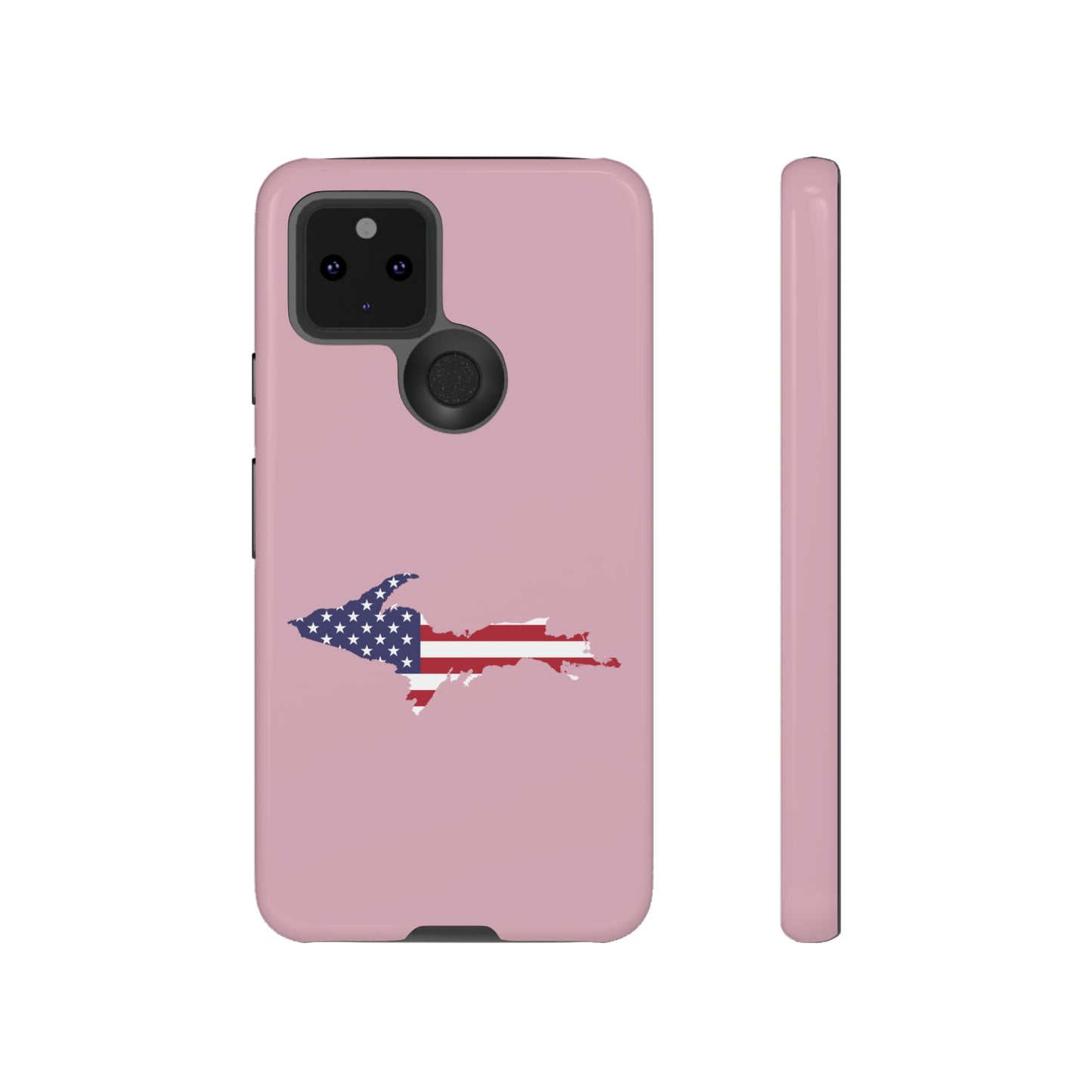 Michigan Upper Peninsula Tough Phone Case (Pink w/ UP USA Flag Outline) | Samsung & Pixel Android