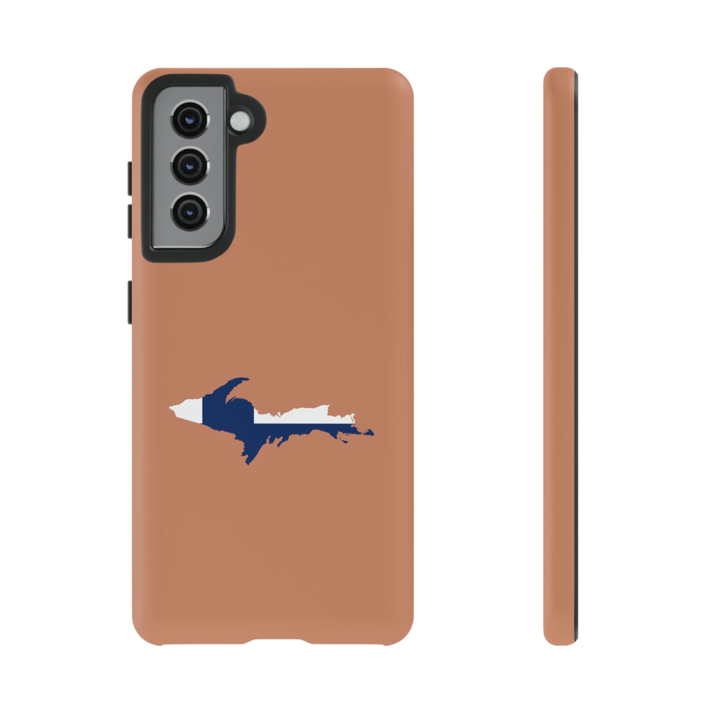 Michigan Upper Peninsula Tough Phone Case ( Copper Color w/ UP Finland Flag Outline) | Samsung & Pixel Android