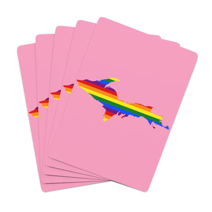 Michigan Upper Peninsula Poker Cards ('67 Caddie Pink w/ UP Pride Flag Outline)