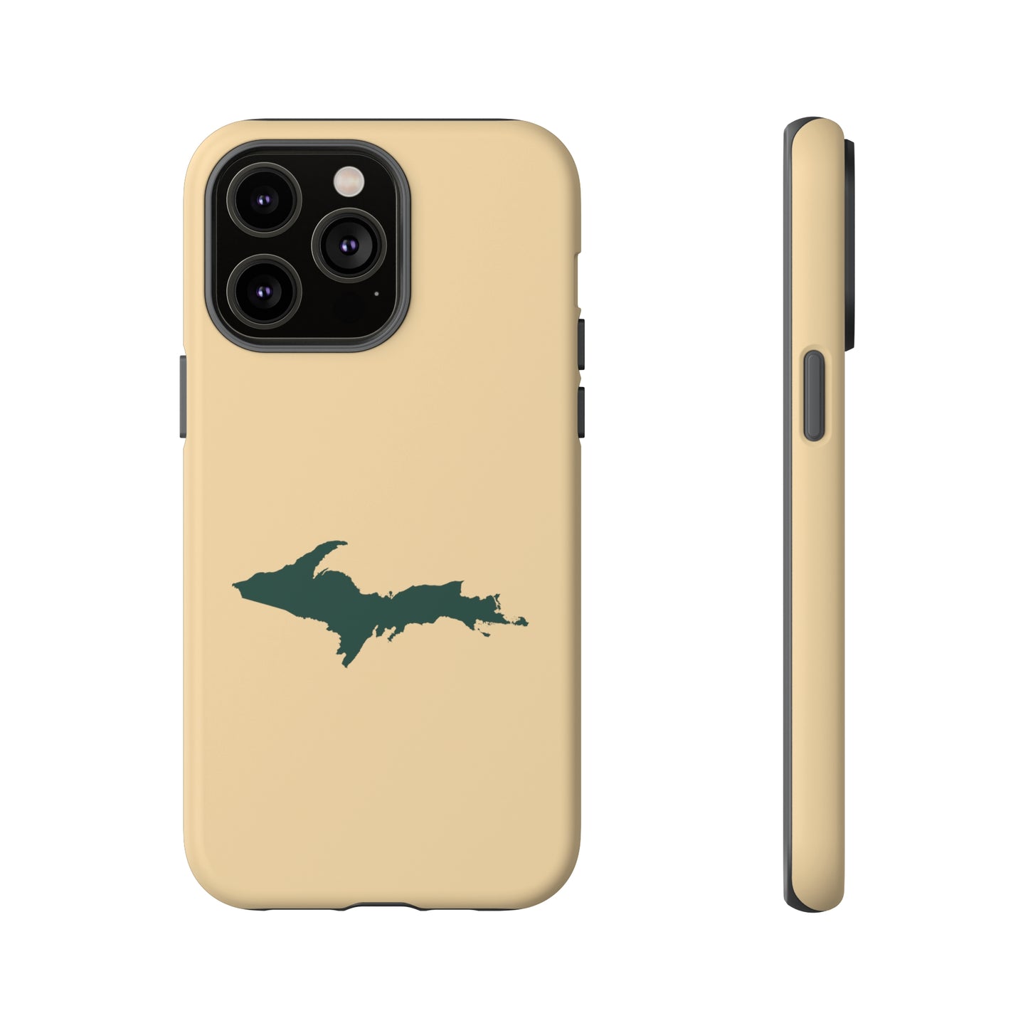 Michigan Upper Peninsula Tough Phone Case (Maple Color w/ Green UP Outline) | Apple iPhone