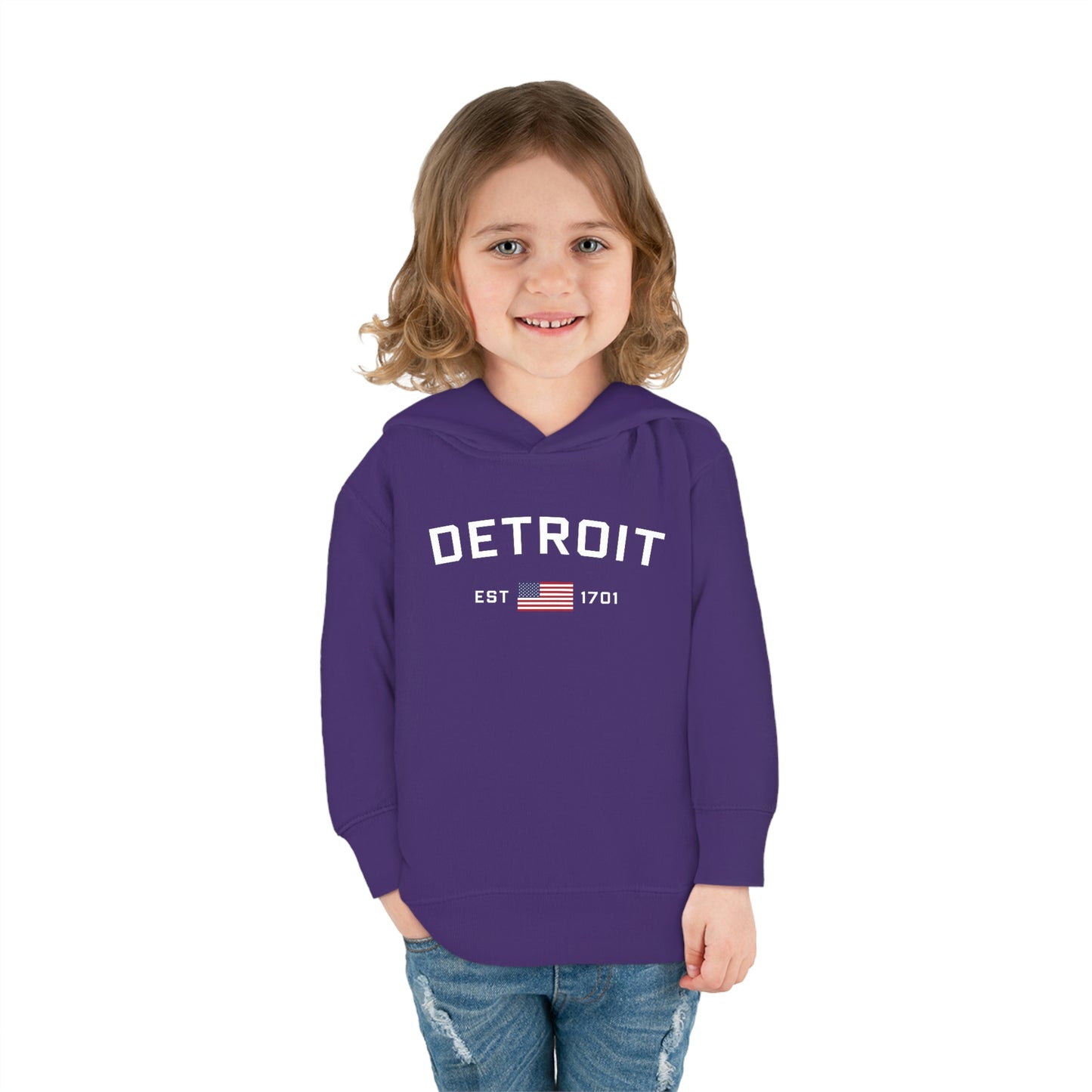 'Detroit EST 1701' Hoodie (w/USA Flag Outline) | Unisex Toddler