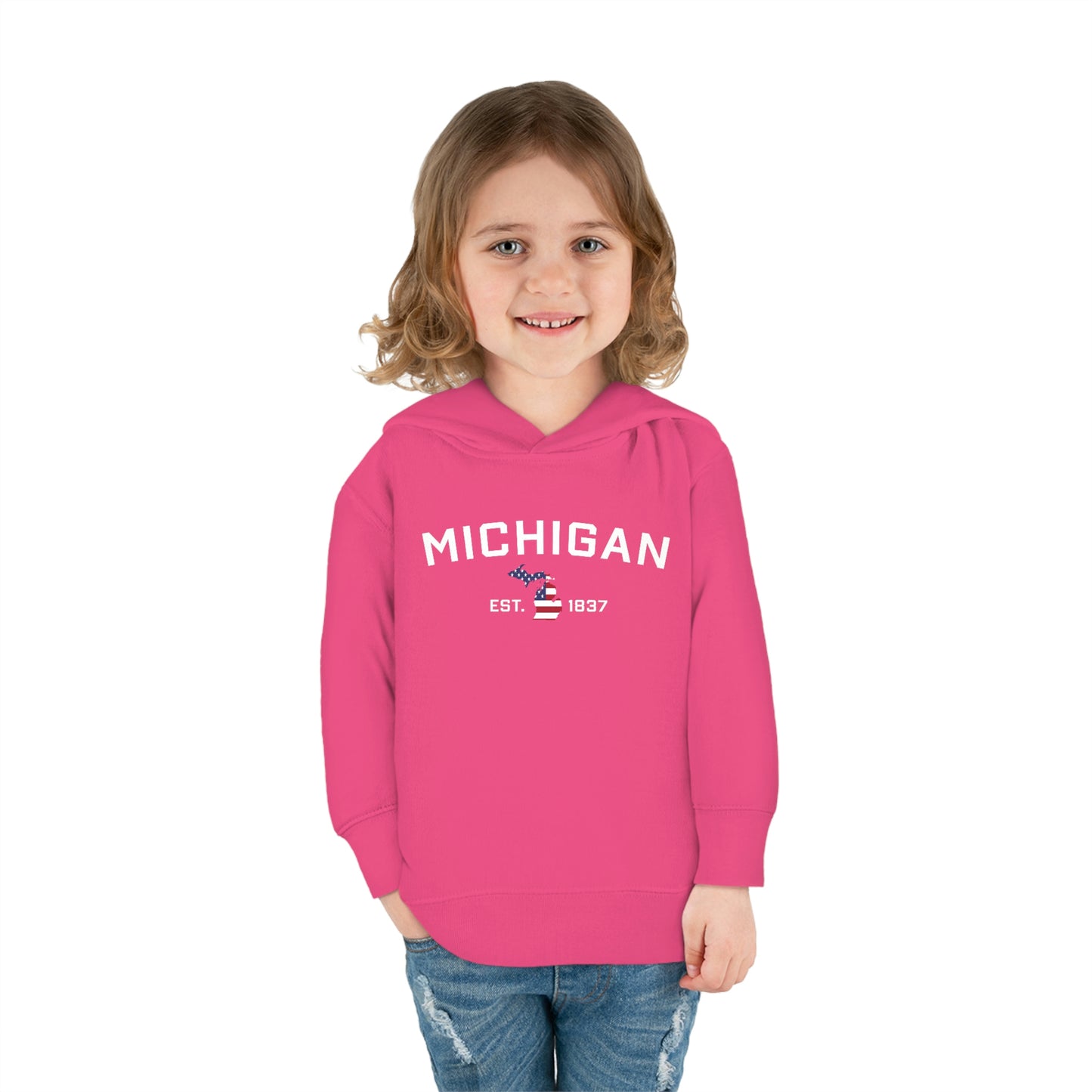 'Michigan EST 1837' Hoodie (With MI USA Flag Outline) | Unisex Toddler