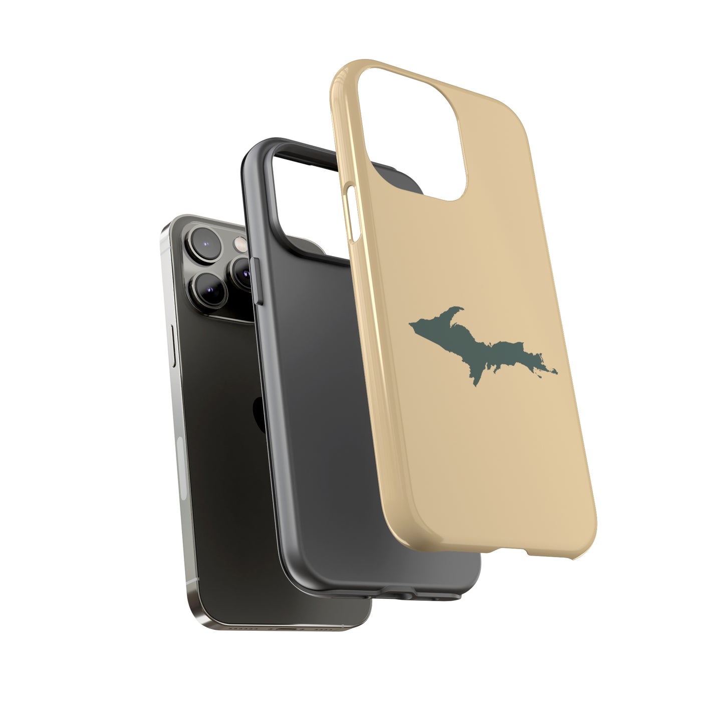 Michigan Upper Peninsula Tough Phone Case (Maple Color w/ Green UP Outline) | Apple iPhone