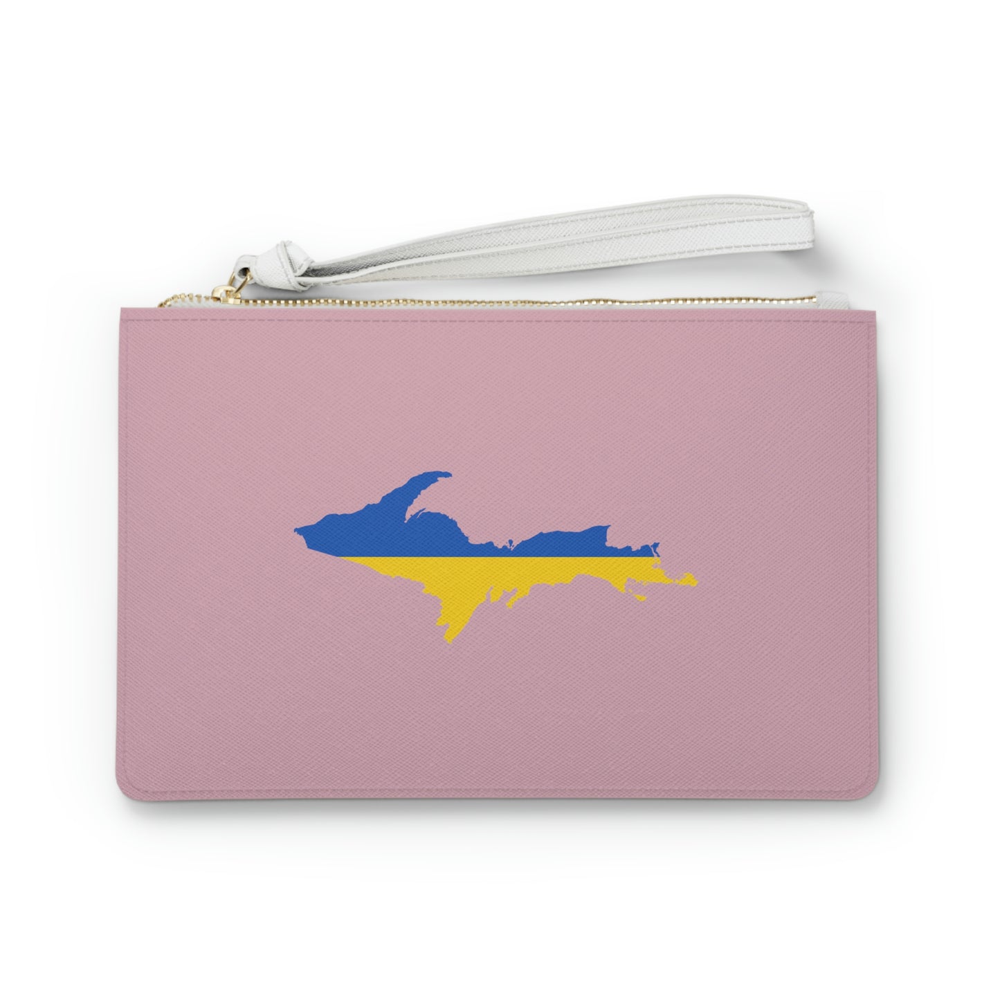 Michigan Upper Peninsula Clutch Bag (Pink w/ UP Ukraine Flag Outline)