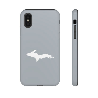 Michigan Upper Peninsula Tough Phone Case (Silver w/ UP Outline) | Apple iPhone