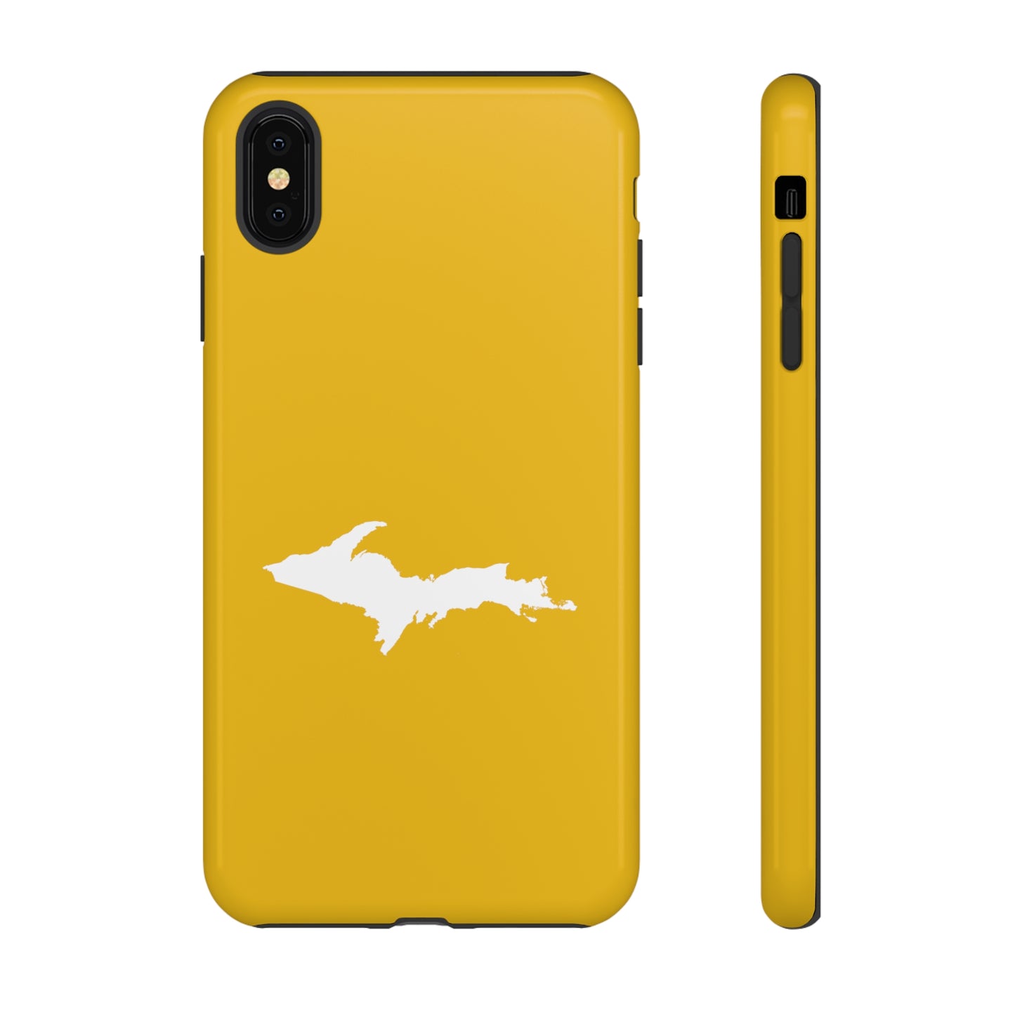 Michigan Upper Peninsula Tough Phone Case (Gold Color w/ UP Outline) | Apple iPhone